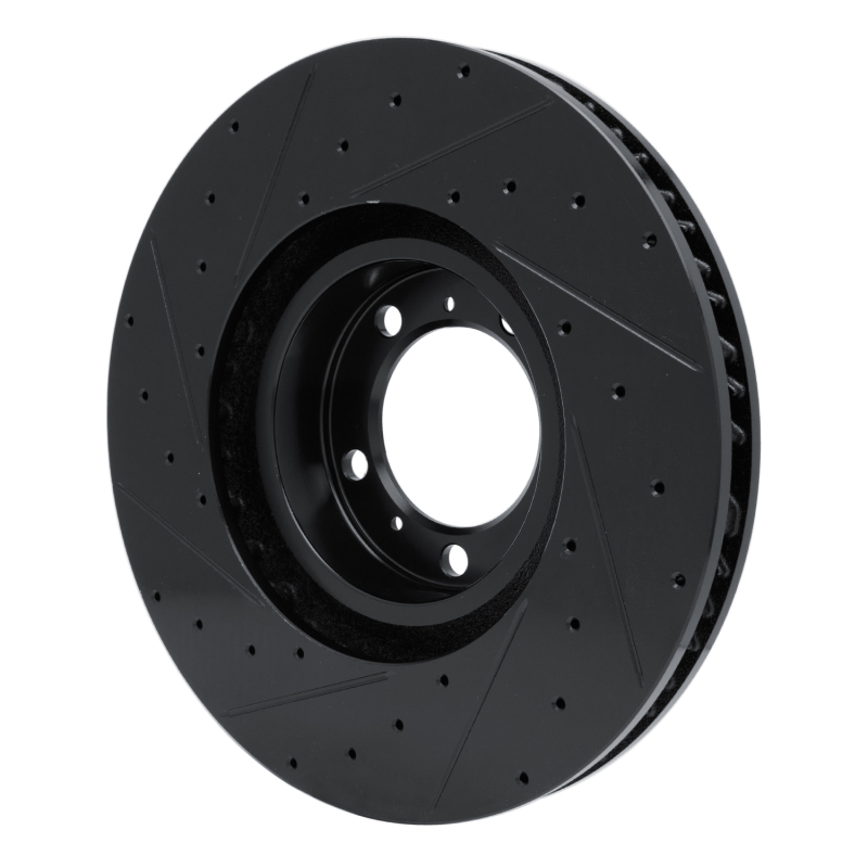 Audi RS e-Tron GT Brake Rotor (1) - Right Front - R1 Concepts - Drilled & Slotted - Black - `10-`24